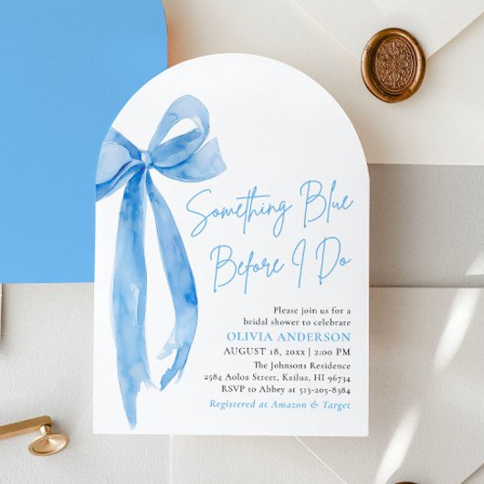 Invitation Blue Bow quelque chose de bleu avant de faire Fête