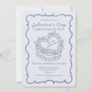 Invitation Blue Bow Retro Coquette Coquette gâteau Galentine
