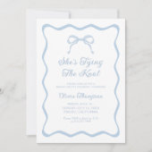 Invitation Blue Bow She's Tying the Knot Bachelorette Party (Devant)