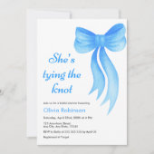 Invitation Blue Bow She's Tying the Knot Bridal Shower  (Devant)