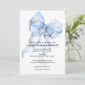 Invitation Blue Bow She's tying the knot Bridal Shower (Debout devant)