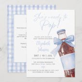 Invitation Blue Bow Soda Bottle Baby Shower All In One (Devant / Derrière)
