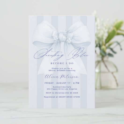 Invitation Blue bow something blue before I do bridal shower (Debout devant)