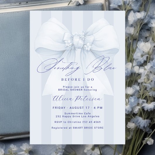 Invitation Blue bow something blue before I do bridal shower
