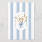 Invitation Blue Bow Stripes Elegant Baby Shower (Dos)