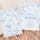 Invitation Blue Bow Sweet 16e fête d'anniversaire