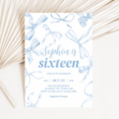 Invitation Blue Bow Sweet 16e fête d'anniversaire