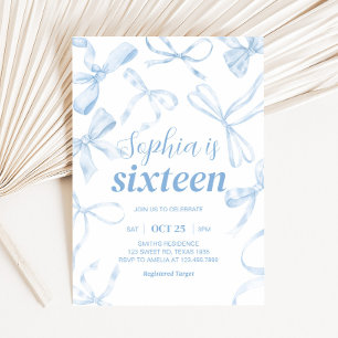 Invitation Blue Bow Sweet 16e fête d'anniversaire