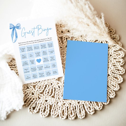 Invitation Blue Bow Trouvez le jeu de Fête des mariées de Bin