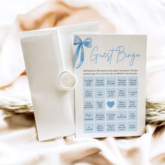 Invitation Blue Bow Trouvez le jeu de Fête des mariées de Bin