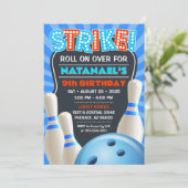 Invitation Blue Bowling Party Boys Anniversaire (Debout devant)