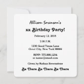 Invitation BLUE Bows Chaque année Anniversaire Nom personnali (Dos)