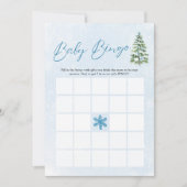 Invitation Blue Bows Christmas Baby Bingo Baby Shower Game (Devant)