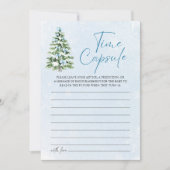 Invitation Blue Bows Christmas Baby Shower Time Capsule Game (Devant)