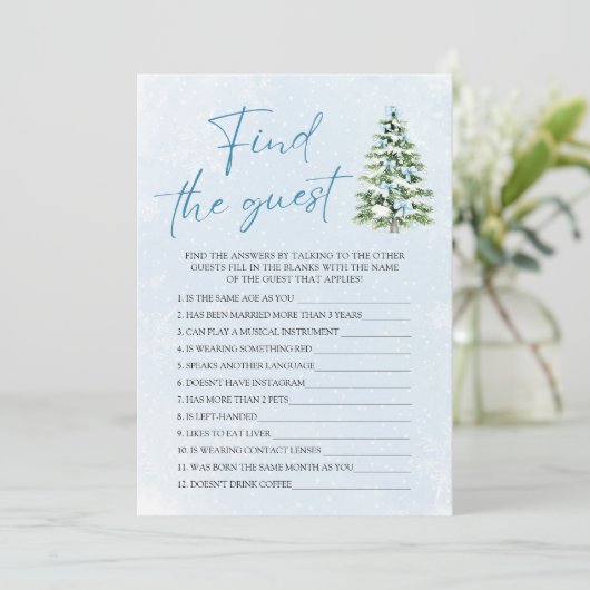 Invitation Blue Bows Christmas Find the Guest Baby Shower (Debout devant)