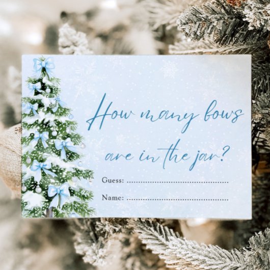 Invitation Blue Bows Christmas How Many Bows Baby Shower Game