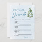 Invitation Blue Bows Christmas Tree Baby Word Scramble Game (Devant)