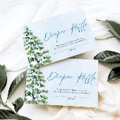 Invitation Blue Bows Christmas Tree Diaper Raffle Baby Shower