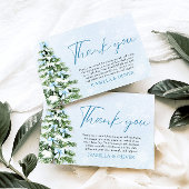 Invitation Blue Bows Christmas Tree Winter Thank you card