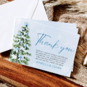 Invitation Blue Bows Christmas Tree Winter Thank you card