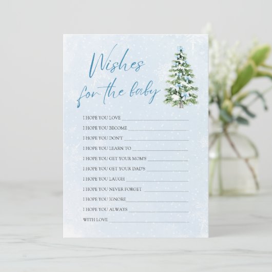 Invitation Blue Bows Christmas Wishes For Baby Advice Game (Debout devant)