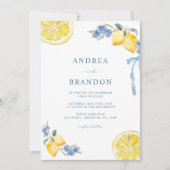 Invitation Blue Bows & Lemons Italian QR Code Wedding (Devant)