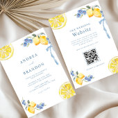 Invitation Blue Bows & Lemons Italian QR Code Wedding