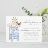 Invitation Blue Boy Baby shower Par Mail Masqué Baby Animaux  (Debout devant)