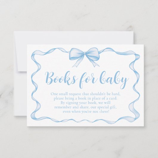 Invitation Blue Boy Boy Ribbon Baby shower Livres pour bébé (Devant)