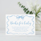 Invitation Blue Boy Boy Ribbon Baby shower Livres pour bébé (Debout devant)