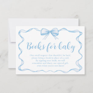 Invitation Blue Boy Boy Ribbon Baby shower Livres pour bébé