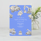 Invitation Blue Boy Construction fête d'anniversaire (Debout devant)