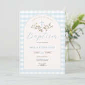Invitation Blue Boy Fleur sauvage moderne Christening En vich (Debout devant)