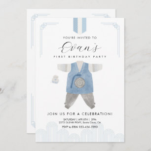 Invitation Blue Boy Hanbok Doljanchi premier anniversaire
