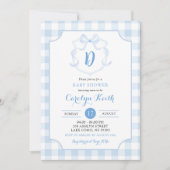 Invitation Blue Boy Monogram Baby shower de la crête d'aquare (Devant)
