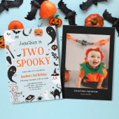 Invitation Blue Boy Photo Deux Halloween Éffrayant 2e anniver