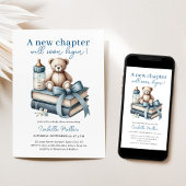 Invitation Blue Boy Teddy Bear Baby shower Nouveau Chapitre C