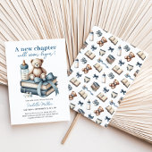 Invitation Blue Boy Teddy Bear Baby shower Nouveau Chapitre C