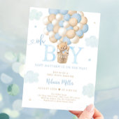 Invitation Blue Boy Teddy Bear Hot Air Baby shower