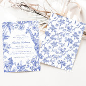 Invitation Blue Boy Toile Safari Élégant Baby shower