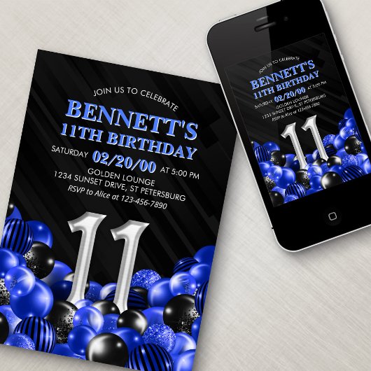 Invitation Blue Boys 11e anniversaire