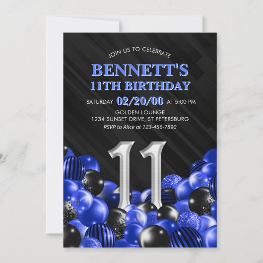 Invitation Blue Boys 11e anniversaire (Devant)