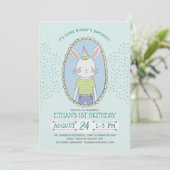 Invitation Blue Boys Bunny fête d'anniversaire (Debout devant)