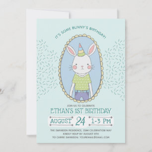 Invitation Blue Boys Bunny fête d'anniversaire