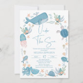 Invitation Blue Boys Moderne Océan Sous Le Baby shower De Mer (Devant)