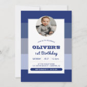 Invitation Blue Boys Photo 1er anniversaire (Devant)