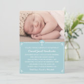 Invitation Blue Boys Photo Baptême/Invitation Christening (Debout devant)