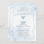 Invitation Blue Bride Est Sur Cloud Neuf Itinéraire Bachelore (Devant / Derrière)