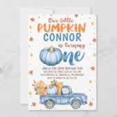 Invitation Blue Brown Orange Citrouille Camion 1er anniversai (Devant)