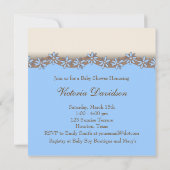 Invitation Blue Brown poussette Bleu Brown bébé garçon douche (Dos)